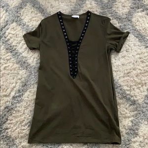 Lace up olive and black dress
